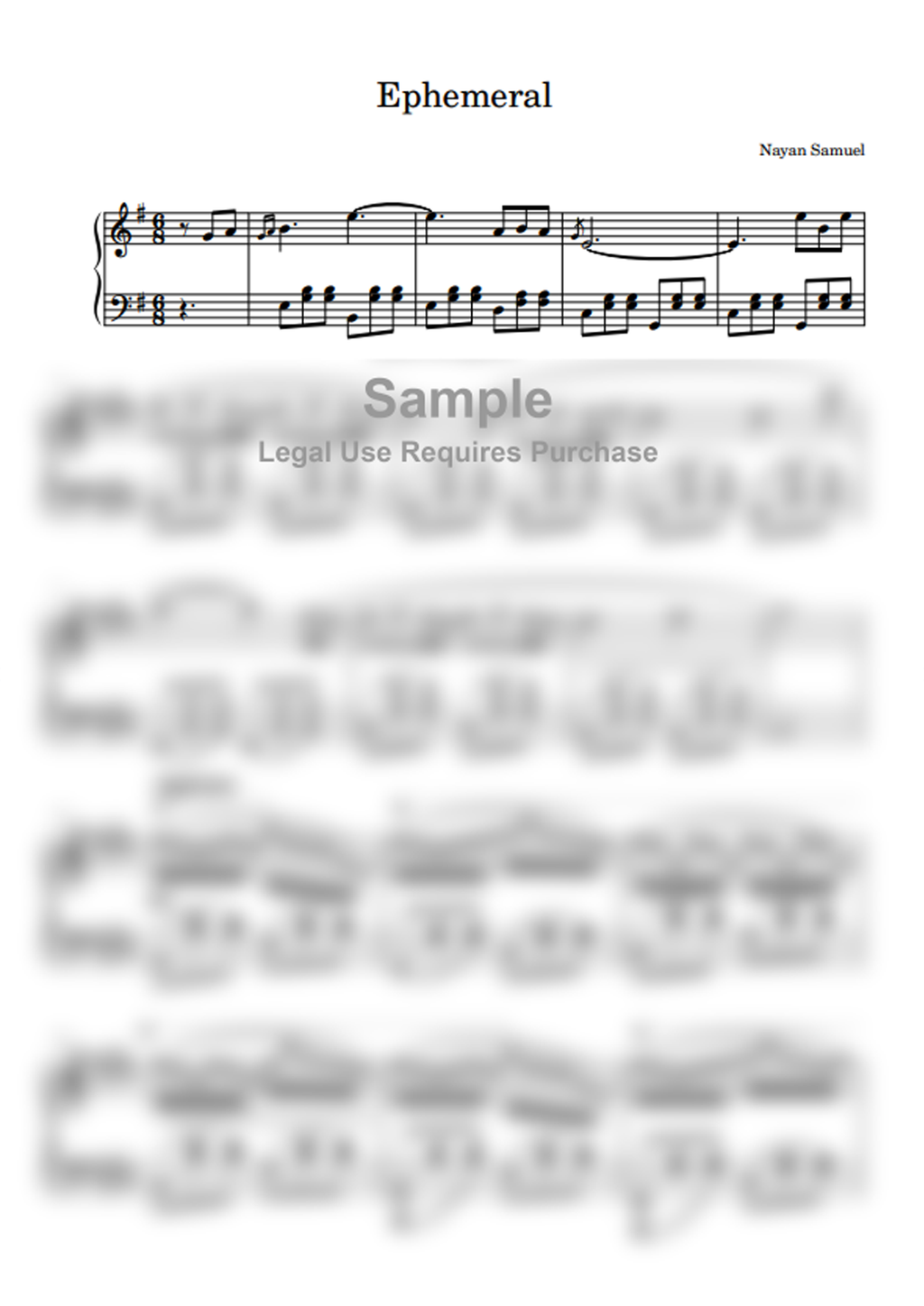 Ephemeral Sheet Music for Piano - Original Composition