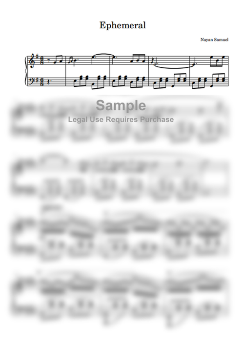 Ephemeral Sheet Music for Piano - Original Composition