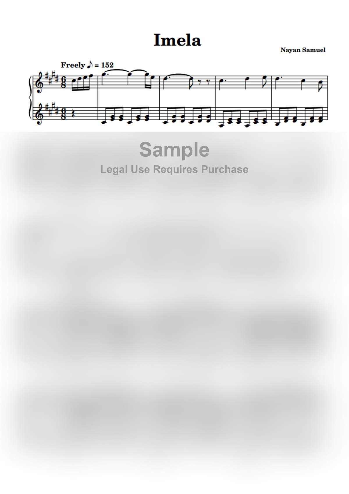Imela Sheet Music for Piano - Original Composition